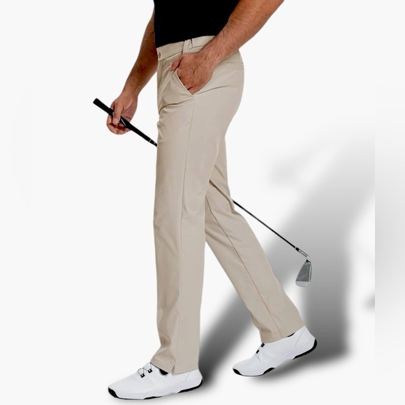 Mens Classic Fit Wrinkle Resistant Flat Front Chino Pant Tan Gorpcore bikercore - Picture 1 of 11